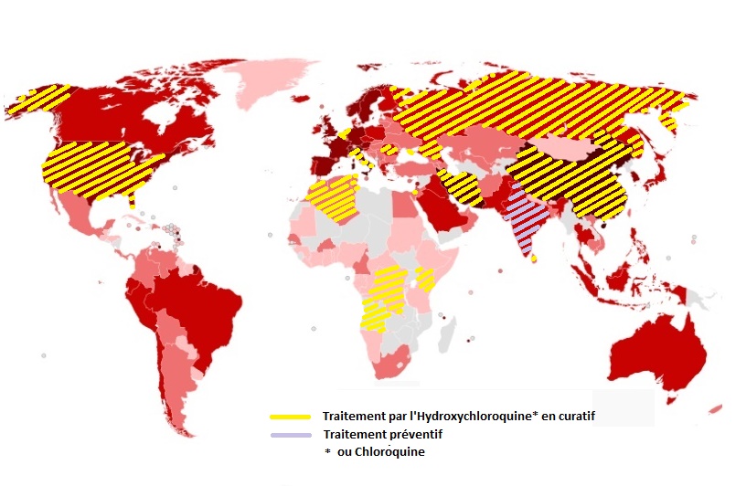 Carte mondiale traitement Hydroxychloroquine